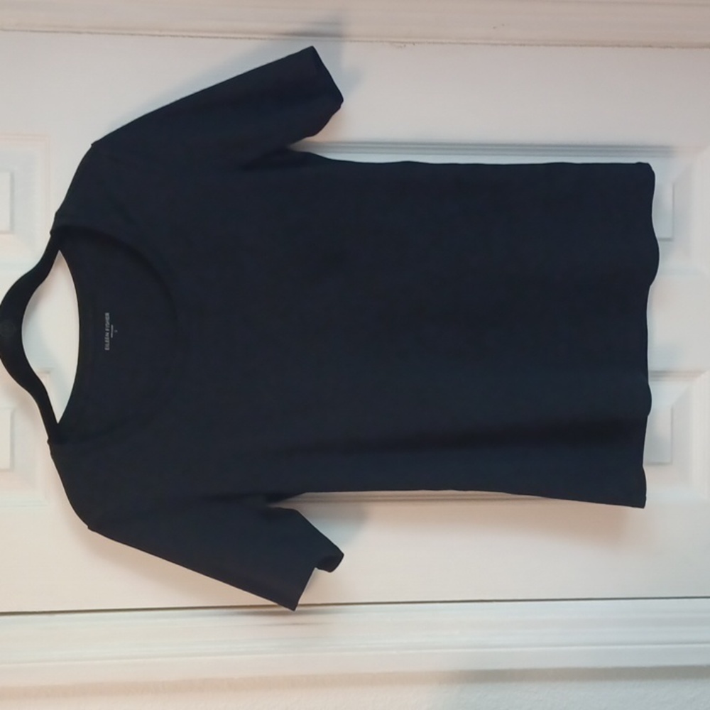 Eileen Fisher black 100% organic cotton t-shirt, short sleeve, size S